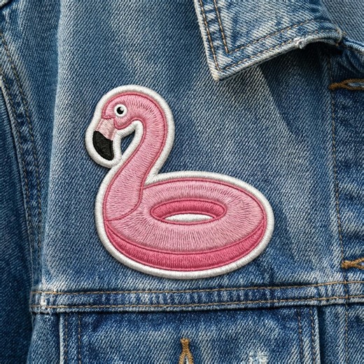 Pink Flamingo Pool Float Embroidered Patch Swimming Ring Applique Iron on Summer Tube Decal for Denim Bag - Etsy