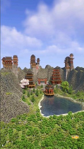 Minecraft Japanese Mountain Temple Build Timelapse 🤯