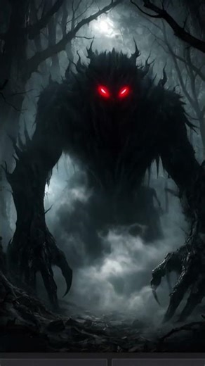 The creature with glowing red eyes #creepy #forest