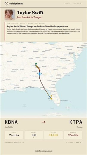 Taylor Swift flies KBNA → KTPA (1h 21m)