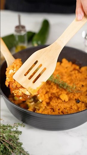 Crumble de légumes, fêta et chorizo 🤤