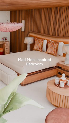 Houzz Pro on Instagram: "Honeybee Interiors reimagined midcentury style through a modern lens, designing a primary bedroom that channels the polished sophistication of Mad Men. The room is grounded by a wall of fluted wood paneling that adds depth, rhythm, and architectural character. #3d #interiordesign #madmen"