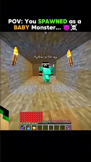 Pov: You SPAWNED as a Baby MONSTER... 🥶☠️ #minecraft #babymonster #edit
