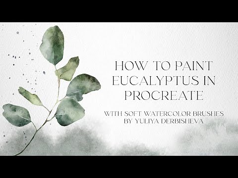 How to draw eucalyptus in Procreate with Soft watercolor brushes by Yuliya Derbisheva