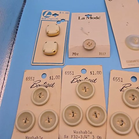 Vintage Button Cards, 1950s-70s White Collection. Vintage Sewing. - Etsy