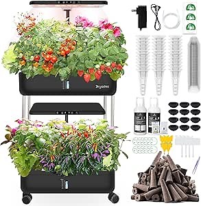 Hydroponics Growing System Indoor Garden - DRYADES Herbs Garden Kit Indoor with LED Grow Light Grow Anything Plants Germination Kit (No Seeds) Harvest Vegetable Lettuce for Home Kitchen (44 Pods)