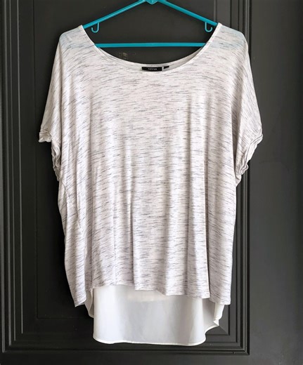 Ivory & Gray Marled Knit Blouse With Shirttail Hem - Etsy