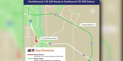 WATCH: Upcoming closure at I-25 and Highway 50B