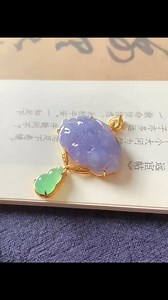 18k Inlaid Ice Glutinuous Purple Lotus Pendant Overall size: 36.5-25.1-7.8, bare stone: 25.2-16-6.3, good water, beautiful color,LUY06 | Myanmar A-Grade Awethentic Jadeite