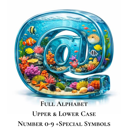 Aquarium Font Alphabet PNG, 3D Glass Letters & Numbers Clipart, Colorful Ocean Font for Sublimation, Scrapbooking, T-shirts - Etsy