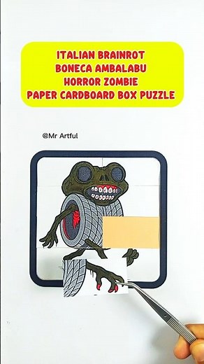 Italian Brainrot Boneca Ambalabu Horror Zombie paper craft cardboard box puzzle gameplay! #art