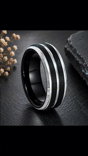 The Pinstripe Wedding Band With a Bold Black Edge 🖤 | Custom Engraved Couple Ring