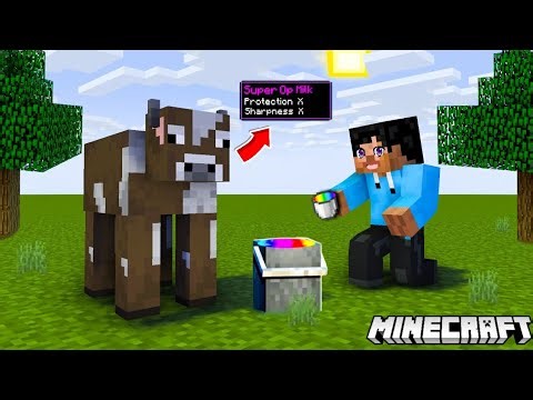 Minecraft But Milking Cow Gives Super Op Items !