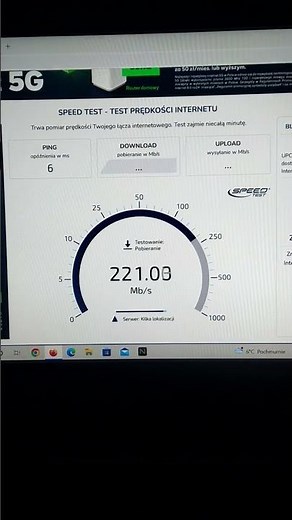 Speed Test - internet światłowodowy Netia 222/281 Mbps.