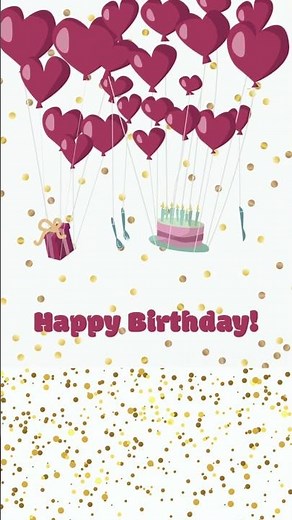 Happy Birthday Sweetheart GIF Animation WIth Music - Heart Balloons with Cake and Gift