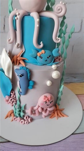 Cute Ocean Fondant Cake 🐙 | Adorable Octopus Cake Design!