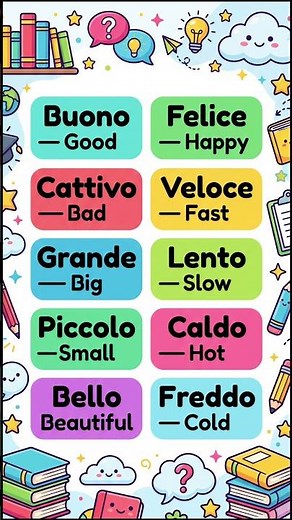 English to Italian 🇬🇧➡️🇮🇹 | Learn 10 Easy Italian Words in 1 Minute