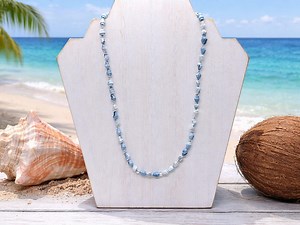 Dainty Blue & White Conch Shell Necklace – Natural Shell Necklace With Silver Lined Glass Spacers – Beachy Summer Jewelry Gift for Her, 20in - Etsy