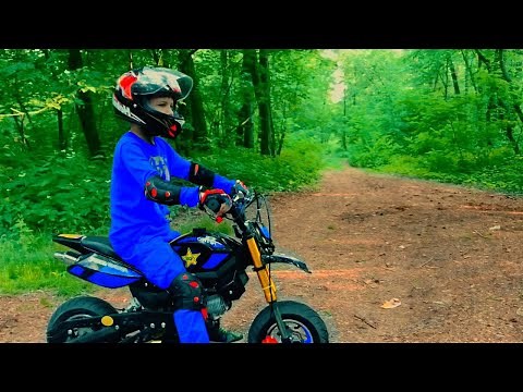 Den and Motorcycle Adventures through the Forest! | Battery-powered motorcycle for children!
