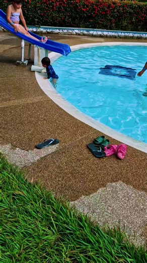 Child's Fun Slide Adventure at the Pool