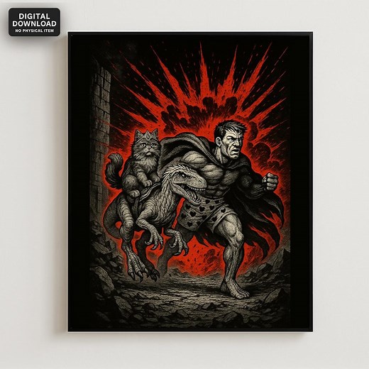 Dungeon Crawler Carl Inspired Fan Art • Carl, Donut & Mongo Explosion Scene • Litrpg Digital Download - Etsy