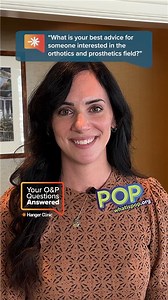 In celebration of POP Month, recognizing #OandP professionals, we’re partnering with the American Board for Certification in Orthotics, Prosthetics and Pedorthics and What Is POP to help raise awareness about the dynamic field of orthotics and prosthetics! Hear advice from #HangerClinic team members about pursuing a meaningful career where you can help improve lives and empower patients to regain their mobility. 🦾🦿 ❓: What is your best advice for someone interested in the orthotics and prosthe