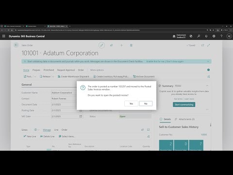 Business Central short video: Disable Dialog Box after posting sale order
