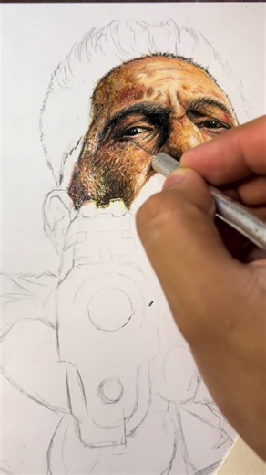 Frank Castle 1 Hour Progress Drawing with Kiddy Crayons
