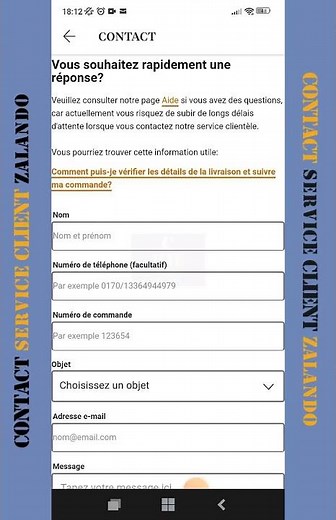 ZALANDO - comment contacter le service client depuis l'application privé