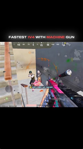 World Fastest 1v4 With Machine Gun?☠️