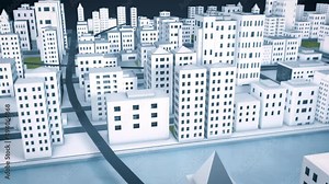 Model of animated city built up and appears from ground