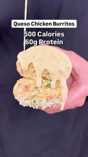 Slow Cooker Queso Chicken Burritos! Only 500 Calories!🧀🍗🌯#food #shorts #highproteinrecipes