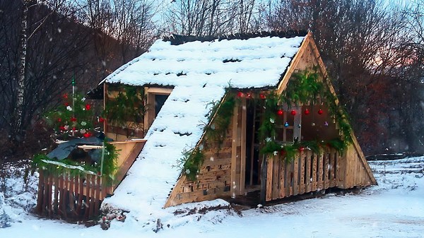 One-man A-frame cabin transformation | Cozy winter retreat in the woods