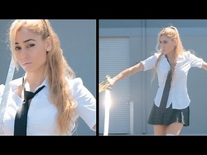 Schoolgirl vs Schoolboy Tai Chi Sword Fight