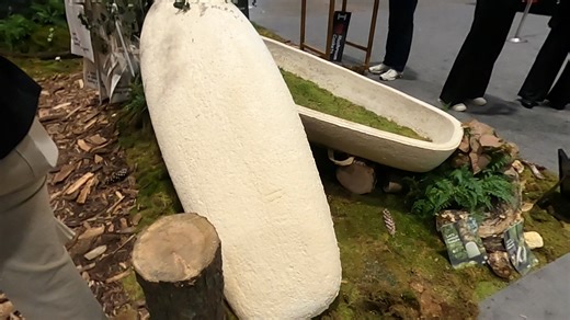 5K views · 99 reactions | Loop Biotech booth walk around at National Funeral Directors Association Chicago convention. The world's first mushroom coffin and urn are a fascinating development in the expanding growth of green burials. #funetorium #funeralfinds #funeralhistory #funeralhome #funeralservice #loop #loopbiotech #mushroom #mycelium #naturalburial #greenburial #sustainability #cemetery #graveyard #nfda #chicago | Funetorium | Facebook