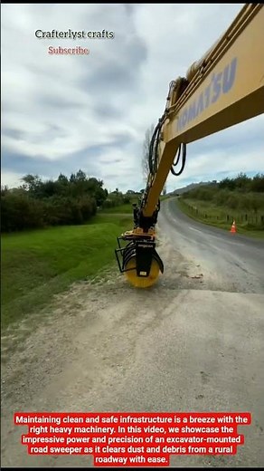 High-Powered Excavator Road Sweeper in Action@Crafterlystcrafts #satisfying#amazingmachinery