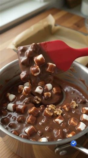 Easy Rocky Road Chocolate Fudge #easyrecipe #homemadefood #chocolate #food