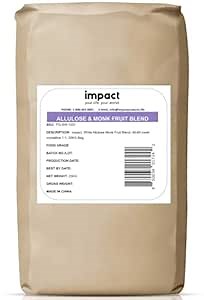 Impact - Monk Fruit Allulose Sweetener, Crystallized Blend Sugar Substitute - Zero Calorie Low-Carb Essential for Low-Carb Recipes - 25kg