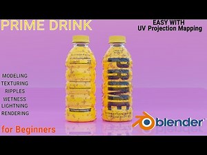 Blender Tutorial: Create a Realistic Prime Drink Bottle with UV Projection Mapping #tutorial
