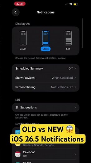 iOS 26.5 vs Old iPhone Notification Settings 🤯 HUGE Design Change! #iOS26 #iPhoneTips #shorts