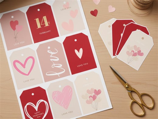 Valentine Gift Tags Printable | Love You Tags | Valentine’s Day Gift Labels | Romantic Heart Tags | Instant Download - Etsy