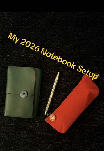 My Journal set up for 2026! going super light and really enjoying the convenience of this minim set up notebook is from @louisecarmennotebooks and the Le Stylo is from @paper republic #stationery #leatherjournal #travelersnotebook #pens #stationeryaddict