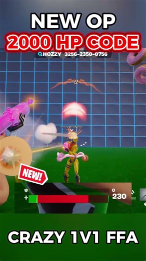 NEW OP 2000 HP CODE IN CRAZY 1V1 FFA!! #fortnite #fortniteshorts #hozzy @TeamHozzy