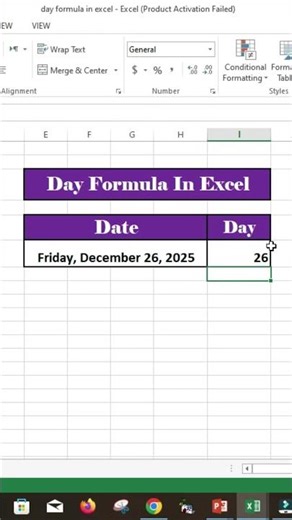 DAY Formula in Excel Explained #excel#excelshorts