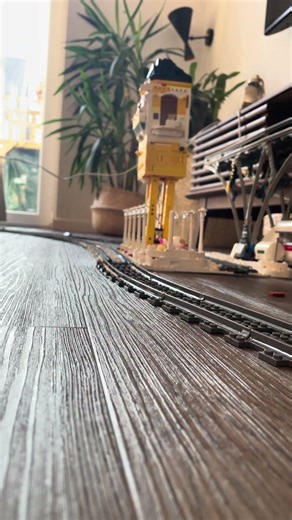 Lego Shinkansen crossing Soviet train station