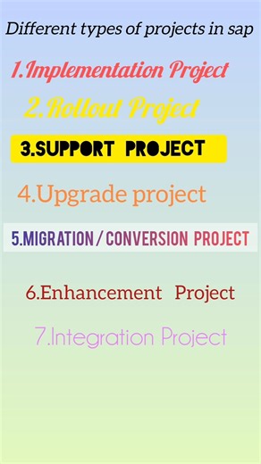 Different types of projects in SAP