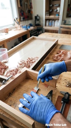 "This Copper Mesh & Wood Epoxy Table Looks Like Liquid Fire – Insane Resin Art" 🔥 #shorts #resinart