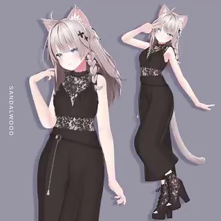 Sandalwood【6-Avatars】繊細なレースが肌を美しく引き立てる、新衣装をリリースしました。今回から新たにフィユエ(#Fyuett)＆しらつめ(#Shiratsume)ちゃんに対応しています。👇Boothリンクはリプ欄から👇#pontene#Lapwing3d#lowtus#Marycia3d