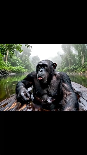 Limpie tries cold plunge #ai #chimp #fyp #viral