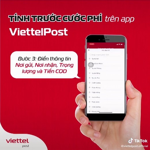 Hướng dẫn tính cước phí Việt Nam trên App Viettel Post